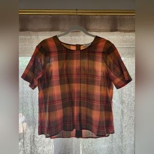 Madewell Boxy Button-Back Top in Plaid - Size M